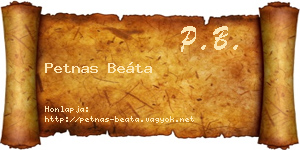 Petnas Beáta névjegykártya